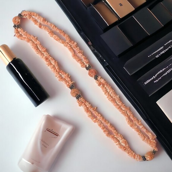 DISCO LEMONADE Vintage Natural Angel Skin Coral Beaded Necklace, Angelskin,Angel - Picture 2 of 16